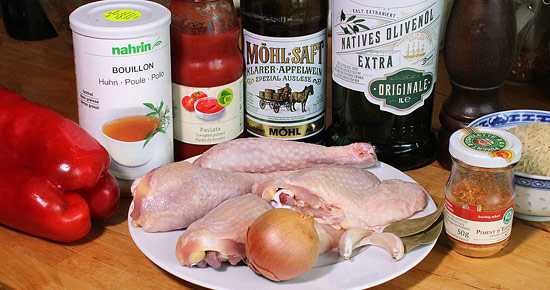 Zutaten Baskisches Huhn