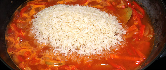 Peperonisauce mit Reis