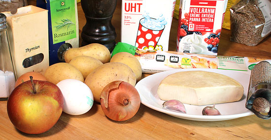 Zutaten Kartoffelwähe mit Apfel und Reblochon