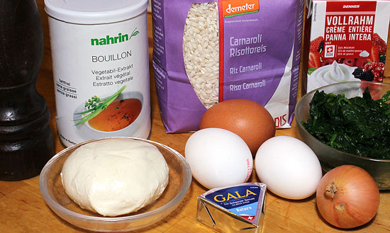 Zutaten Reisgratin mit Spinat und Ei