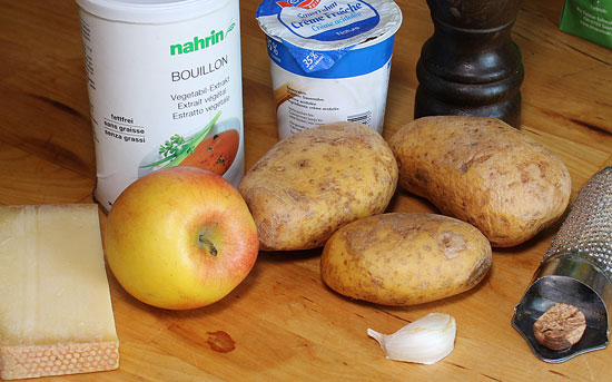 Zutaten Schmorkartoffeln mit Apfel