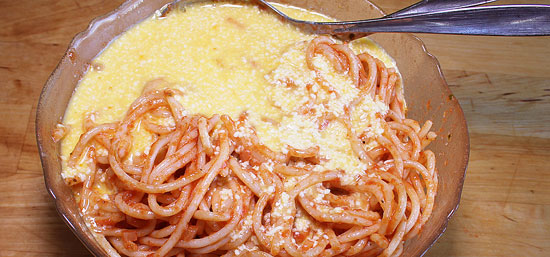 Spaghetti mit Eierguss