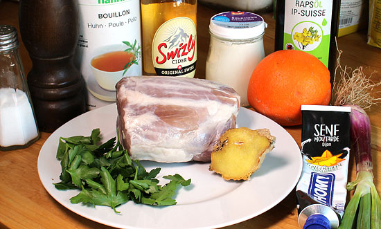 Zutaten Schweinshaxe aus dem Ofen an Cidre-Sauce mit Orange