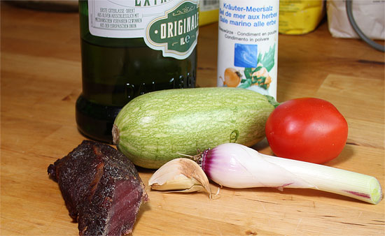 Zutaten Schafmostbröckli mit Zucchini-Röllchen