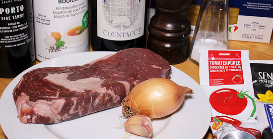 Zutaten Hohrücken-Steak an Röstzwiebel-Sauce