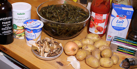 Zutaten Kartoffelstock mit Steinpilz-Seeli und Dörrbohnen