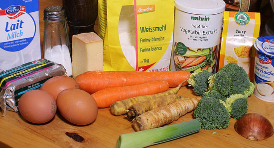 Zutaten Ofenküchlein mit Gemüse-Curry