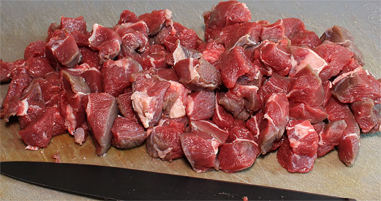 Rindfleisch geschnitten