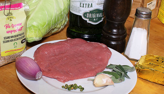 Zutaten Flank-Steak vom Kalb mit Salbeibutter