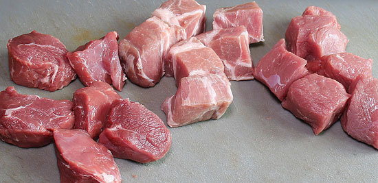 Fleisch geschnitten
