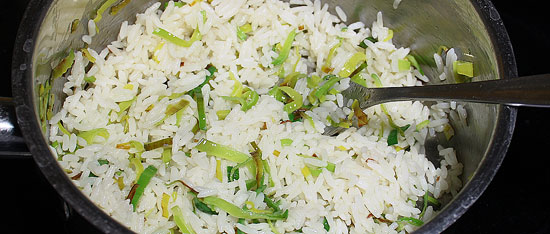 Reis und Lauch