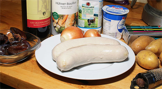 Zutaten Glarner Kalberwurst mit Kartoffelstock und Zwetschgenkompott