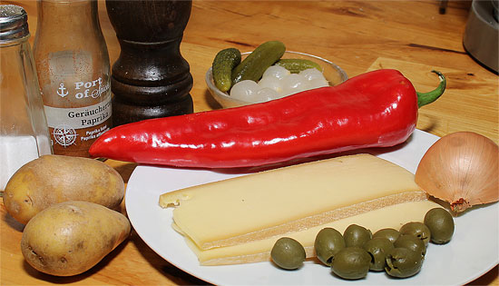 Zutaten Peperoni-Raclette mit Oliven