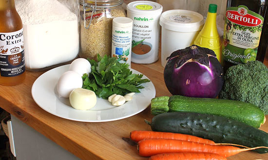 Zutaten Bulgurtätschli mit Tzatziki und frittiertem Gemüse