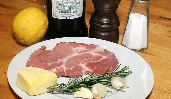 Zutaten Schweinshals-Steak mit Knoblauch-Rosmarinbutter