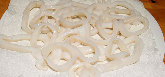 Calamares in Ringe geschnitten