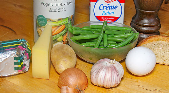 Zutaten Knoblauchsuppe mit grünen Bohnen