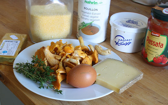 Zutaten Maisgnocchi mit frischen Eierschwämmen