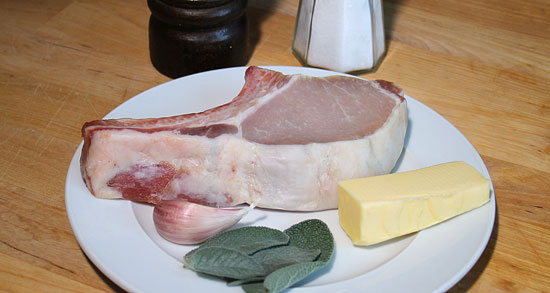 Zutaten Schweinskotelett an Salbei- Knoblauchbutter