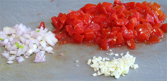 Tomaten, Eschalotte, Knoblauch