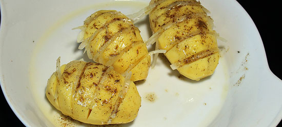 Ofenkartoffeln backbereit