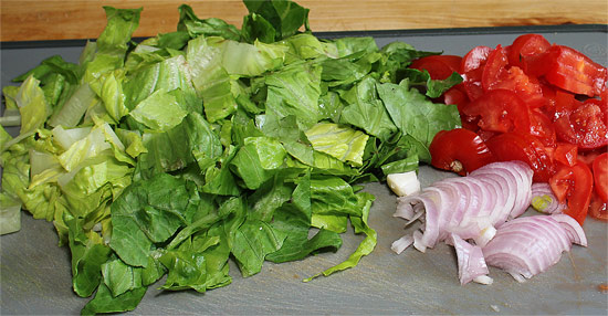 Salat geschnitten