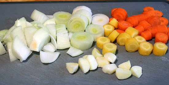 Schmorgemüse geschnitten