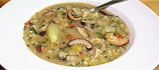 Miso-Suppe mit Reis und Pilzen