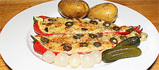 Peperoni-Raclette mit Oliven
